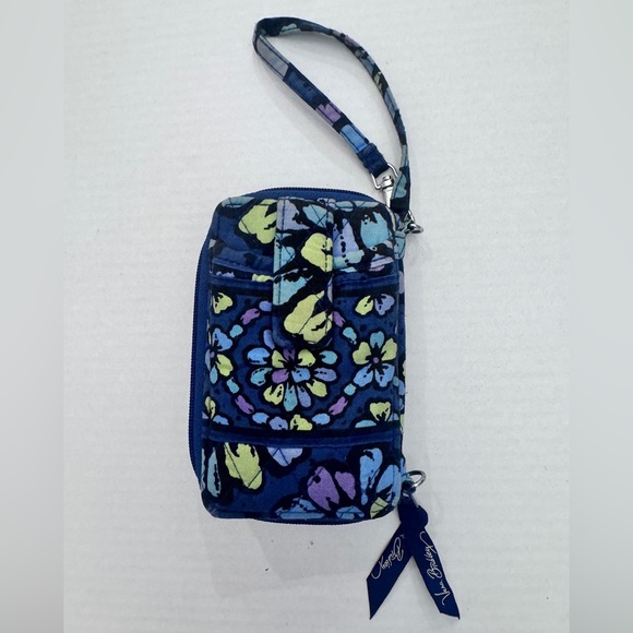 Vera Bradley Carry It All Wristlet Wallet Indigo Pop Retired Print Navy Floral - Picture 4 of 5